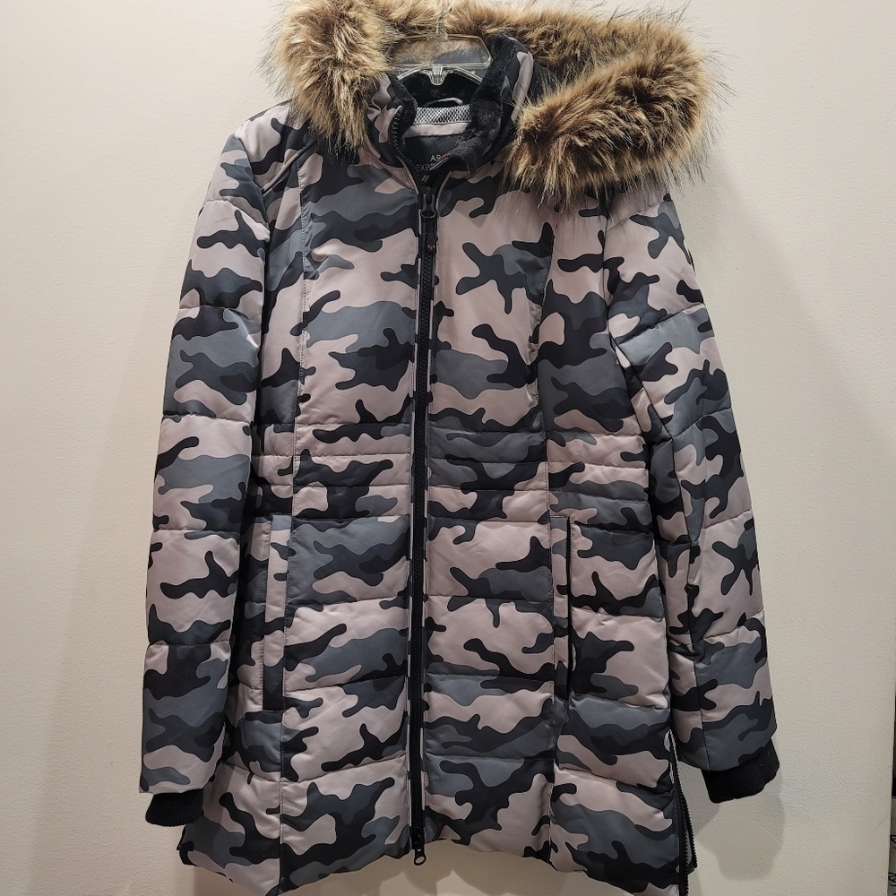 Sz Small Artic Expedition Quilted HybraDOWN Parka Coat Mid Length Made in Canada